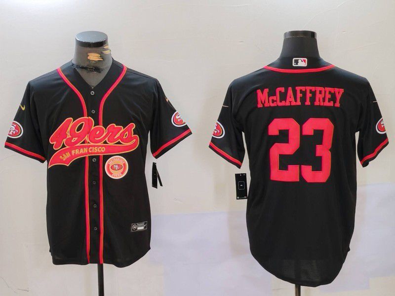 Men San Francisco 49ers #23 Mccaffrey Black gold Joint Name 2024 Nike Limited NFL Jersey style 3